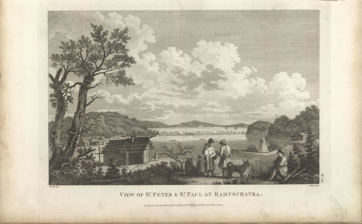 Uitzicht op de Petropavlovsk Haven, 1780s door Jean Francois de Galaup La Perouse