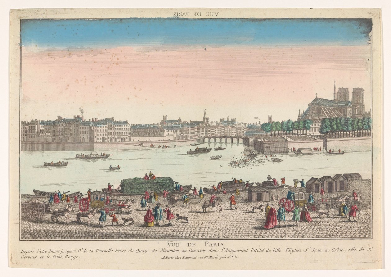 Gezicht op de stad Parijs gezien vanaf de Quai de Miramion door Jean François Daumont