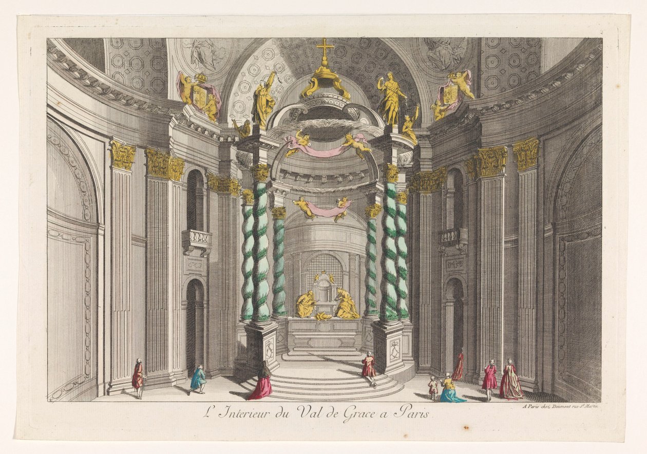 Gezicht op het interieur van de kerk Val-de-Grâce te Parijs door Jean François Daumont