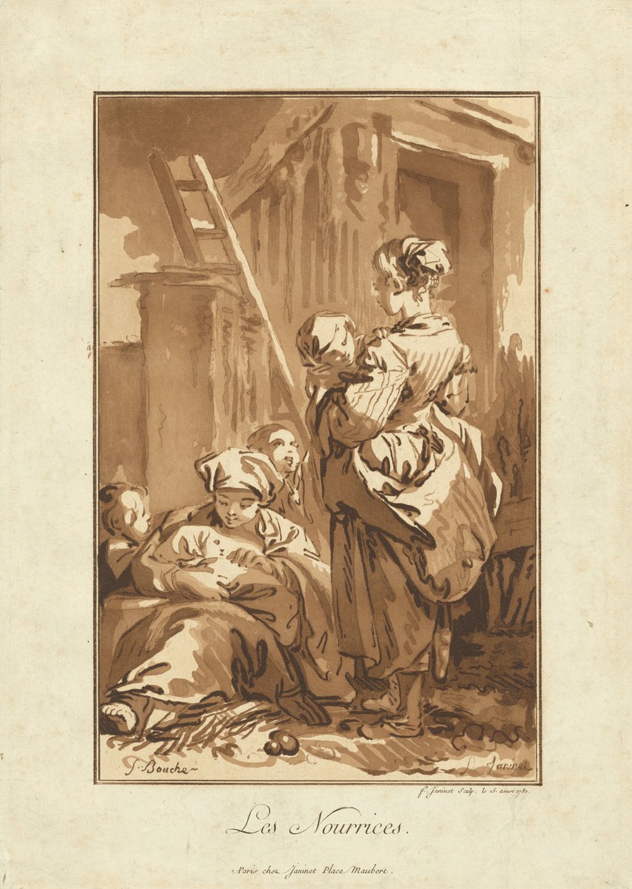 De voedsters door Jean François Janinet after François Boucher