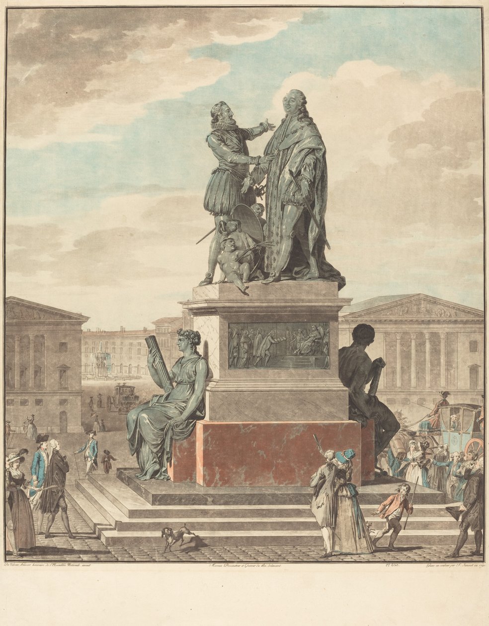 Ontwerp voor een monument voor de koning door Jean François Janinet after Jean Michel Moreau