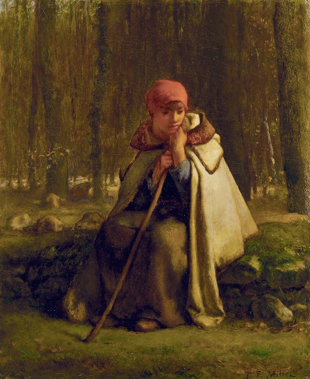 Frans:  Bergère assise Zittende Herderin door Jean-Francois Millet