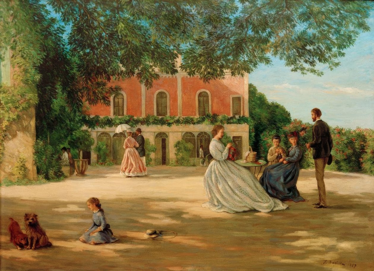 Het terras van Méric door Jean Frederic Bazille