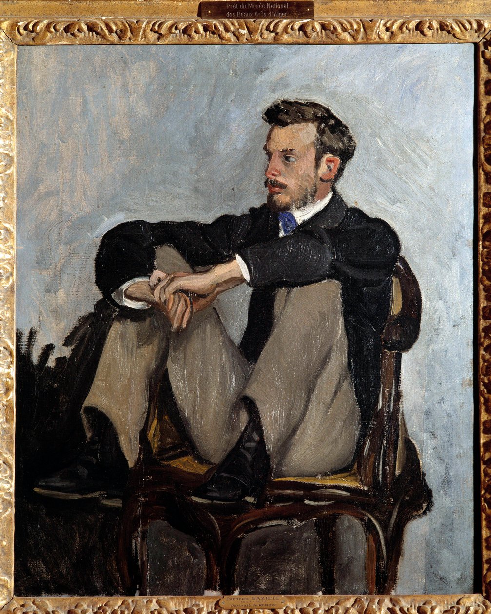 Portret van de schilder Pierre Auguste Renoir door Jean Frederic Bazille