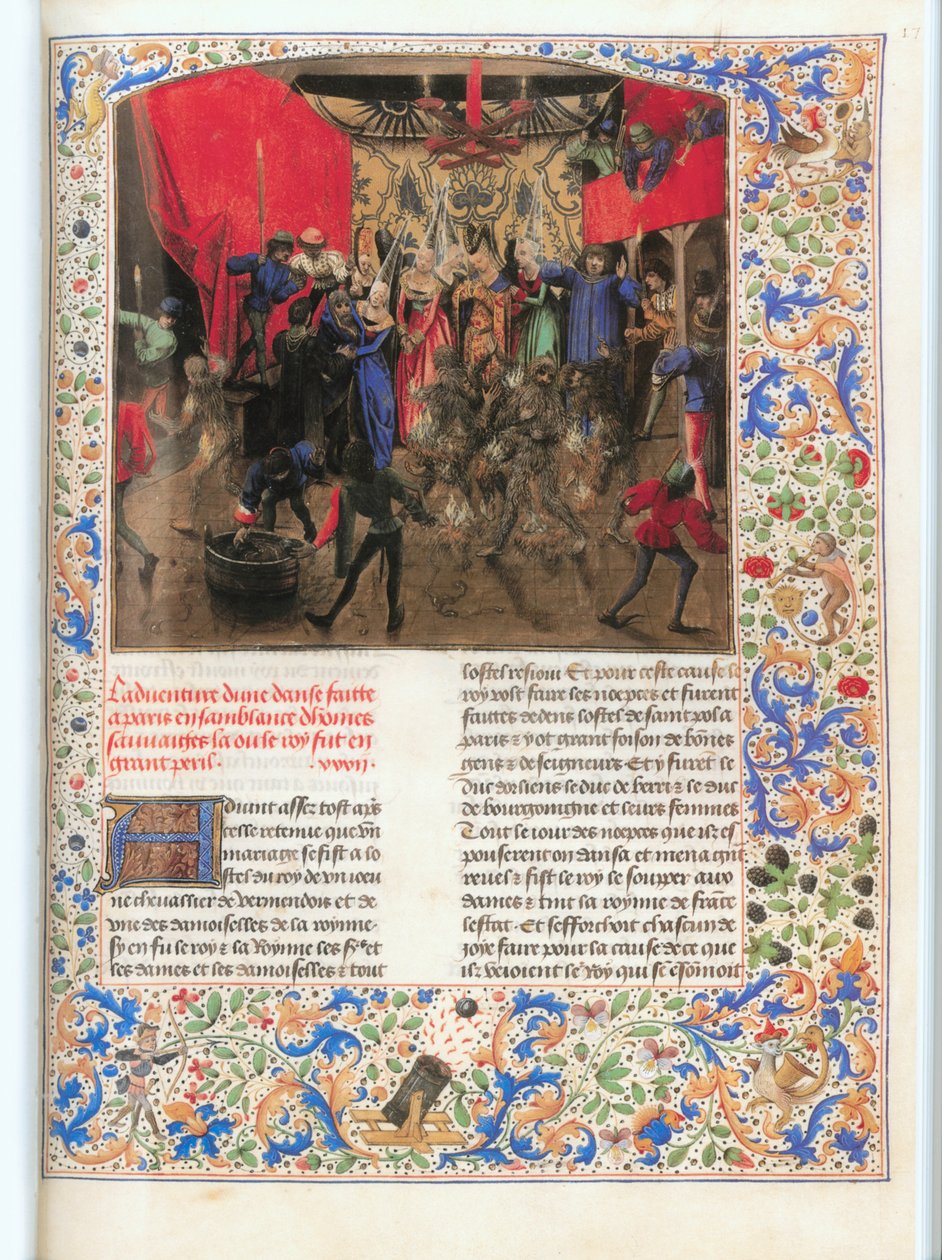 Toen een groep wilden met harige jassen een bruiloft aan het hof verstoorde, vlogen hun kostuums in brand ... door Jean Froissart