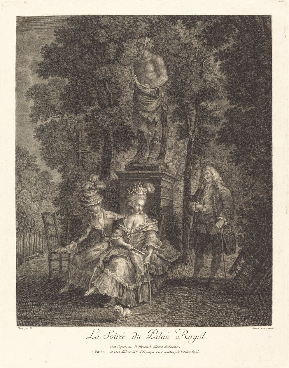 De Avond in het Palais Royal door Jean Gabriel Caquet after François André Vincent