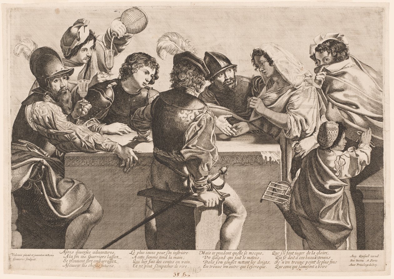 De waarzegster door Jean Ganière after Valentin de Boullogne
