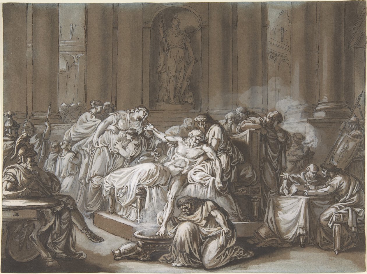De Dood van Seneca door Jean Guillaume Moitte