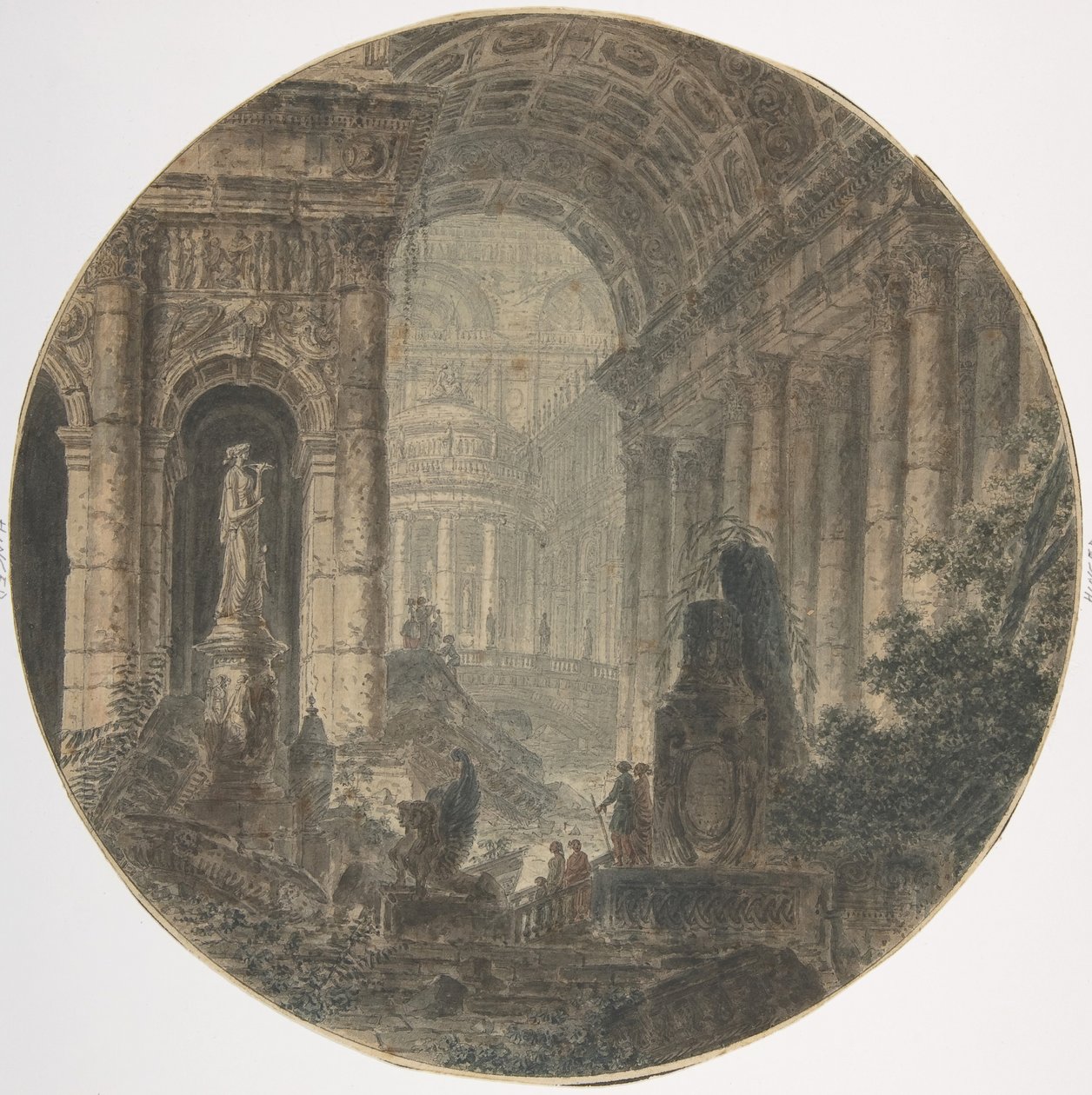 Architecturale fantasie, 18e eeuw door Jean Henri Alexandre Pernet.