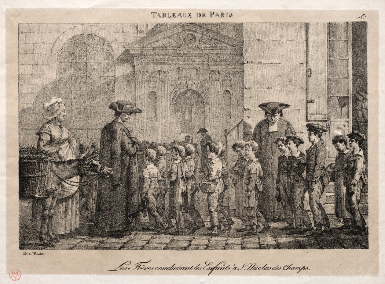 Scènes van Parijs: De Broeders die de Kinderen naar St. Nicolaas van de Velden Brengen door Jean Henri Marlet