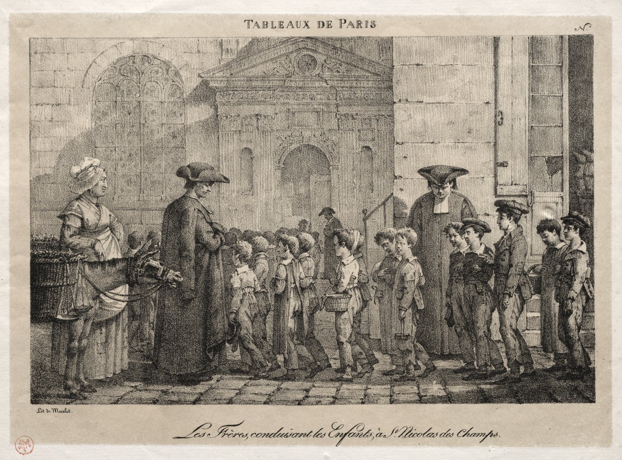 Scènes van Parijs: De Broeders die de Kinderen naar St. Nicolaas van de Velden Brengen door Jean Henri Marlet