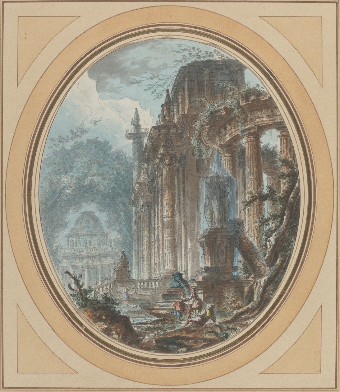 Tuin Capriccio met Antieke Ruïnes door Jean Henry Alexandre Pernet