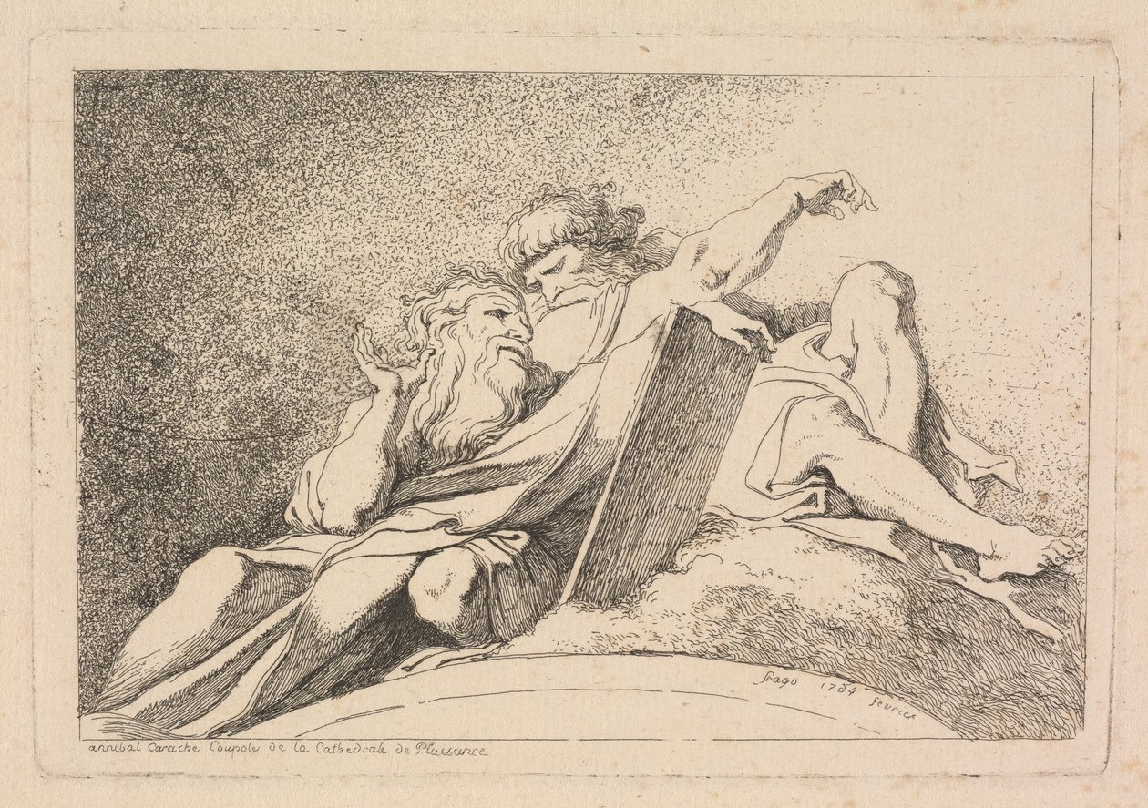 De twee profeten door Jean Honoré Fragonard after Annibale Carracci