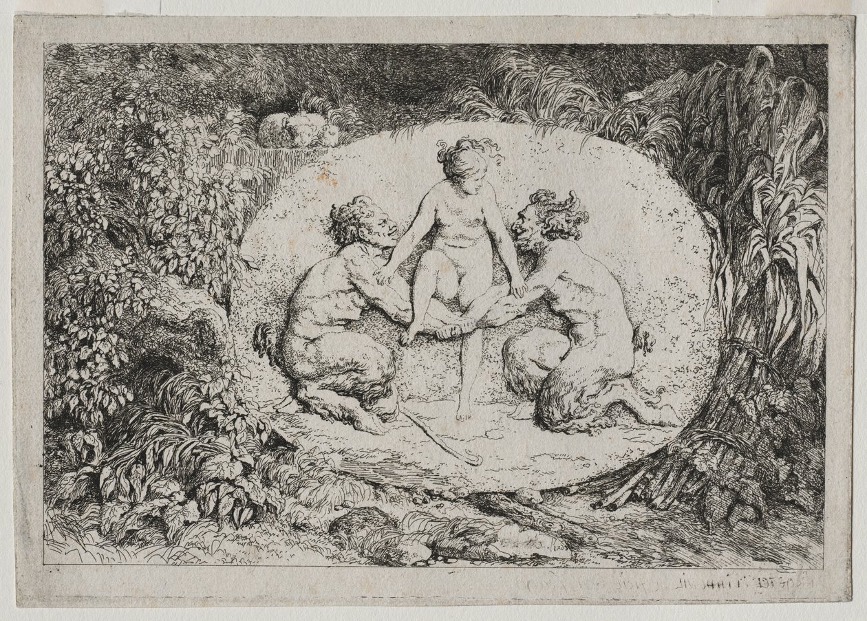 Bacchanalen: Nimf Ondersteund door Twee Satyrs door Jean Honore Fragonard