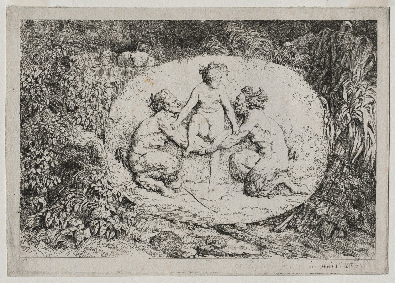 Bacchanalen: Nimf ondersteund door twee saters door Jean Honore Fragonard