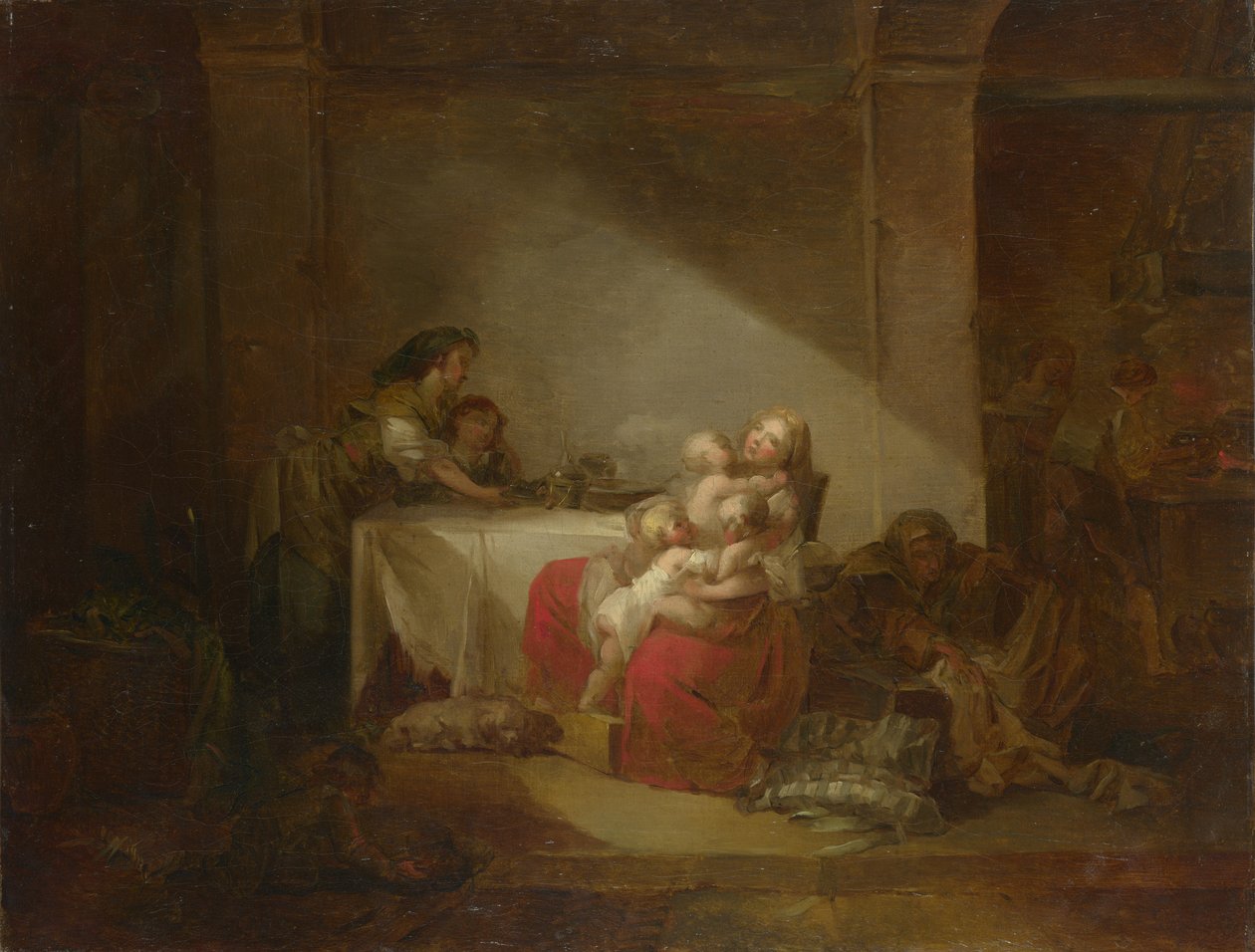 Interieur Scène. De Gelukkige Moeder, Tweede Helft van de 18e eeuw door Jean Honore Fragonard