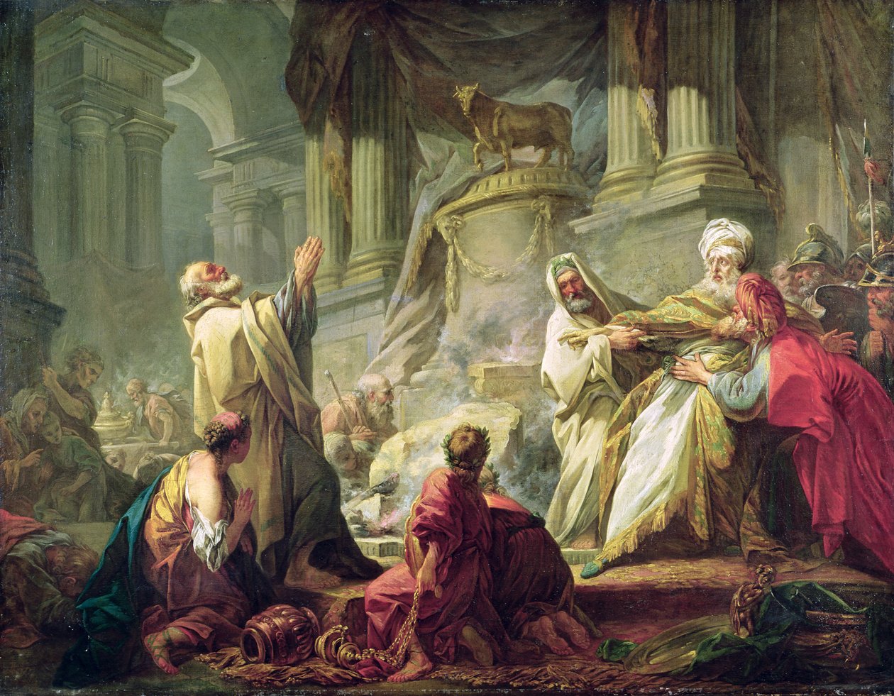 Jerobeam offert aan het gouden kalf, 1752 door Jean Honore Fragonard