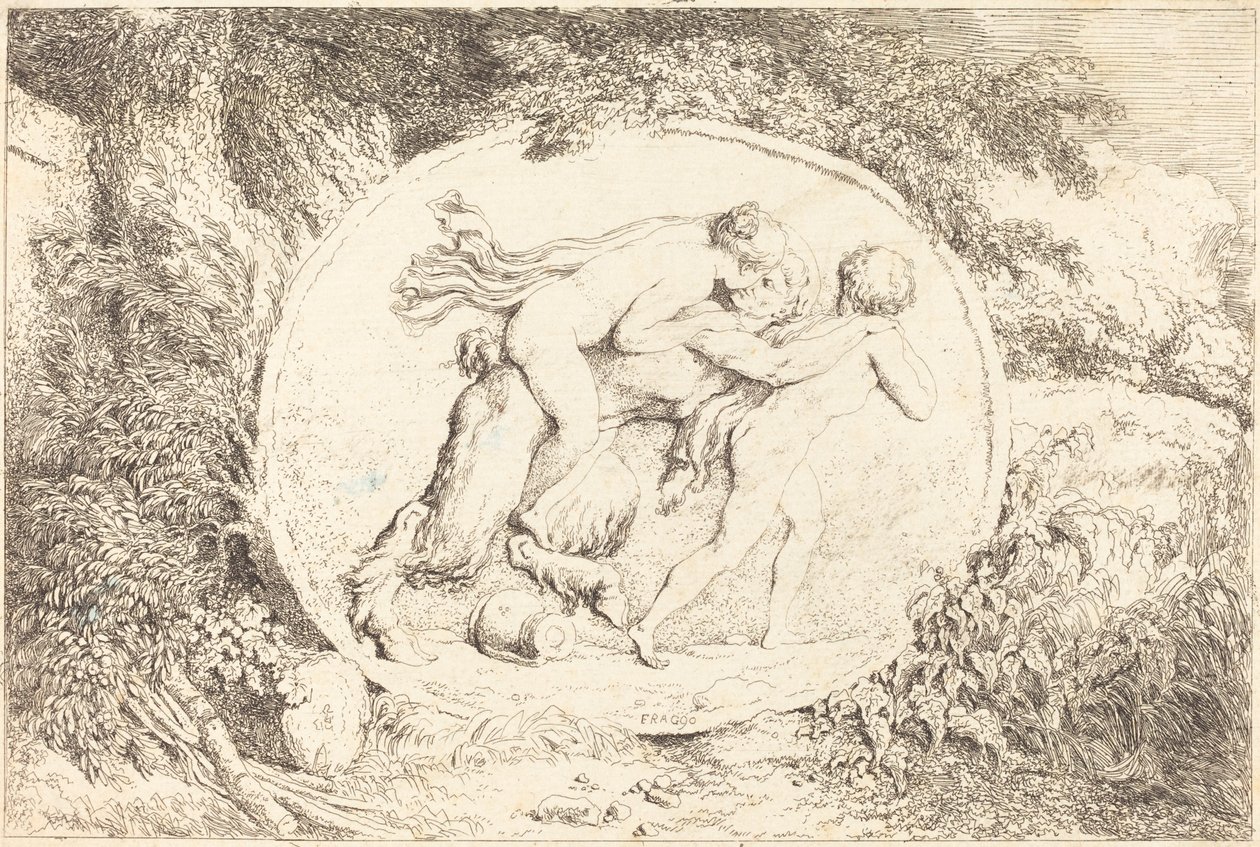 Nimf Rijdend op een Sater door Jean Honore Fragonard
