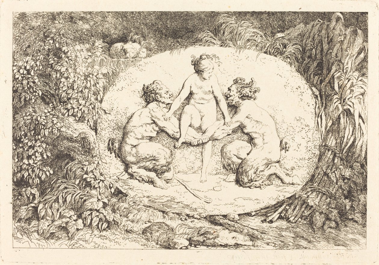Nimf Ondersteund door Twee Satyrs (Nymphe s