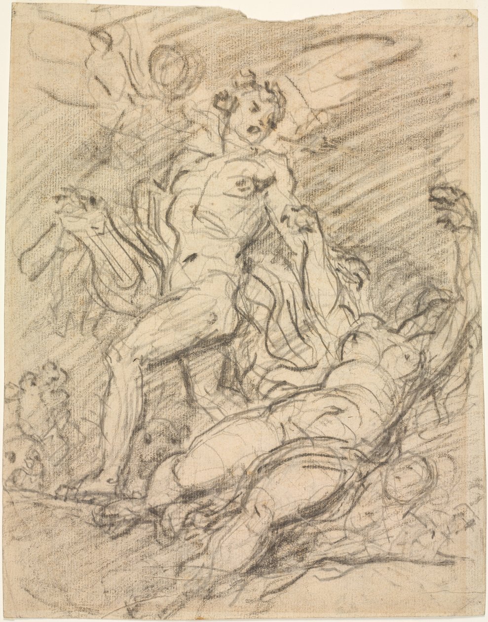 Orpheus en Eurydice (recto) door Jean Honore Fragonard
