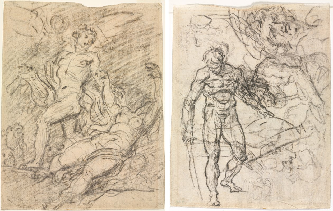 Orpheus en Eurydice (recto) door Jean Honore Fragonard