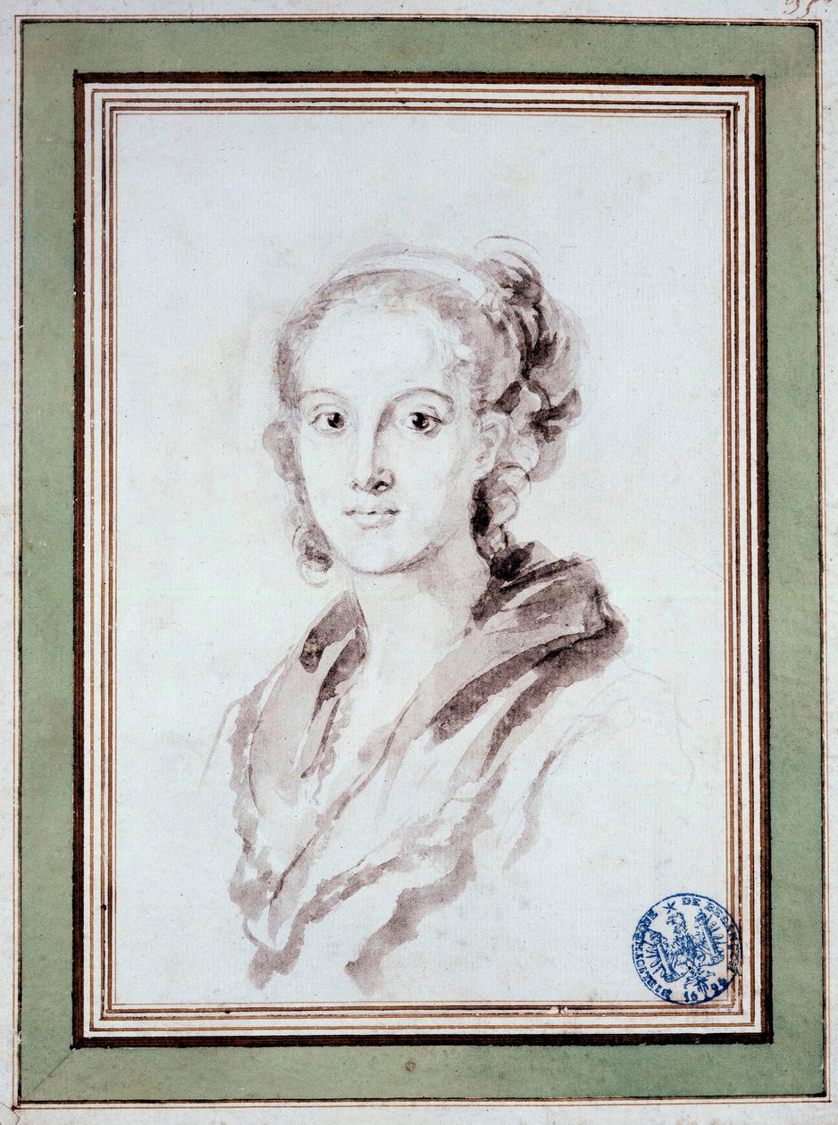Portret van Marguerite Gerard (1767-1837) Franse schilder, schoonzus van Fragonard. Tekening in de was door Jean Honoré Fragonard (1732-1806) circa 1800. Besançon, Musée des Beaux Arts door Jean Honore Fragonard