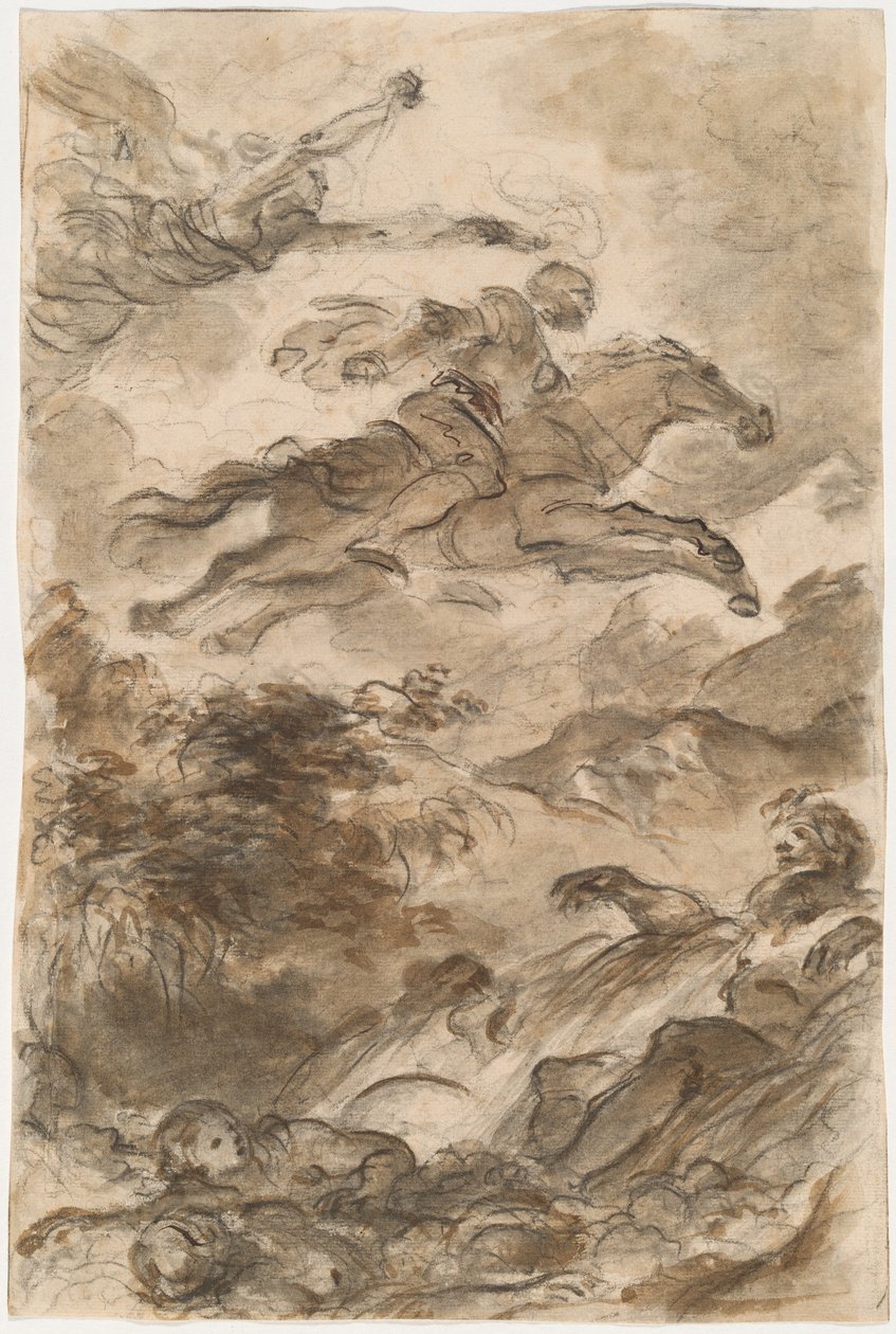 Rinaldo, Te Paard op Baiardo, Achtervolgt Angelica door Jean Honore Fragonard
