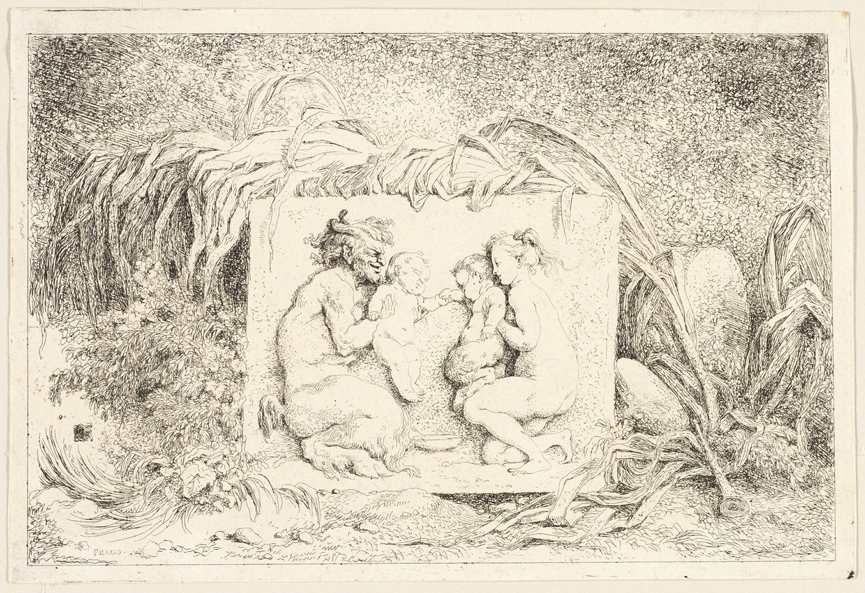 Familie van de sater uit Bacchanales, of de spelen van de sater door Jean Honore Fragonard