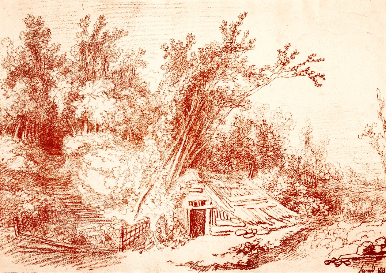 Schaapskooi door Jean Honore Fragonard