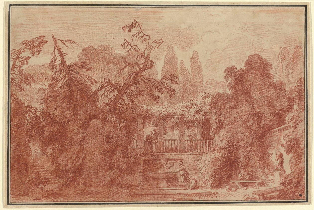 Terras en Tuin van een Italiaanse Villa door Jean Honore Fragonard