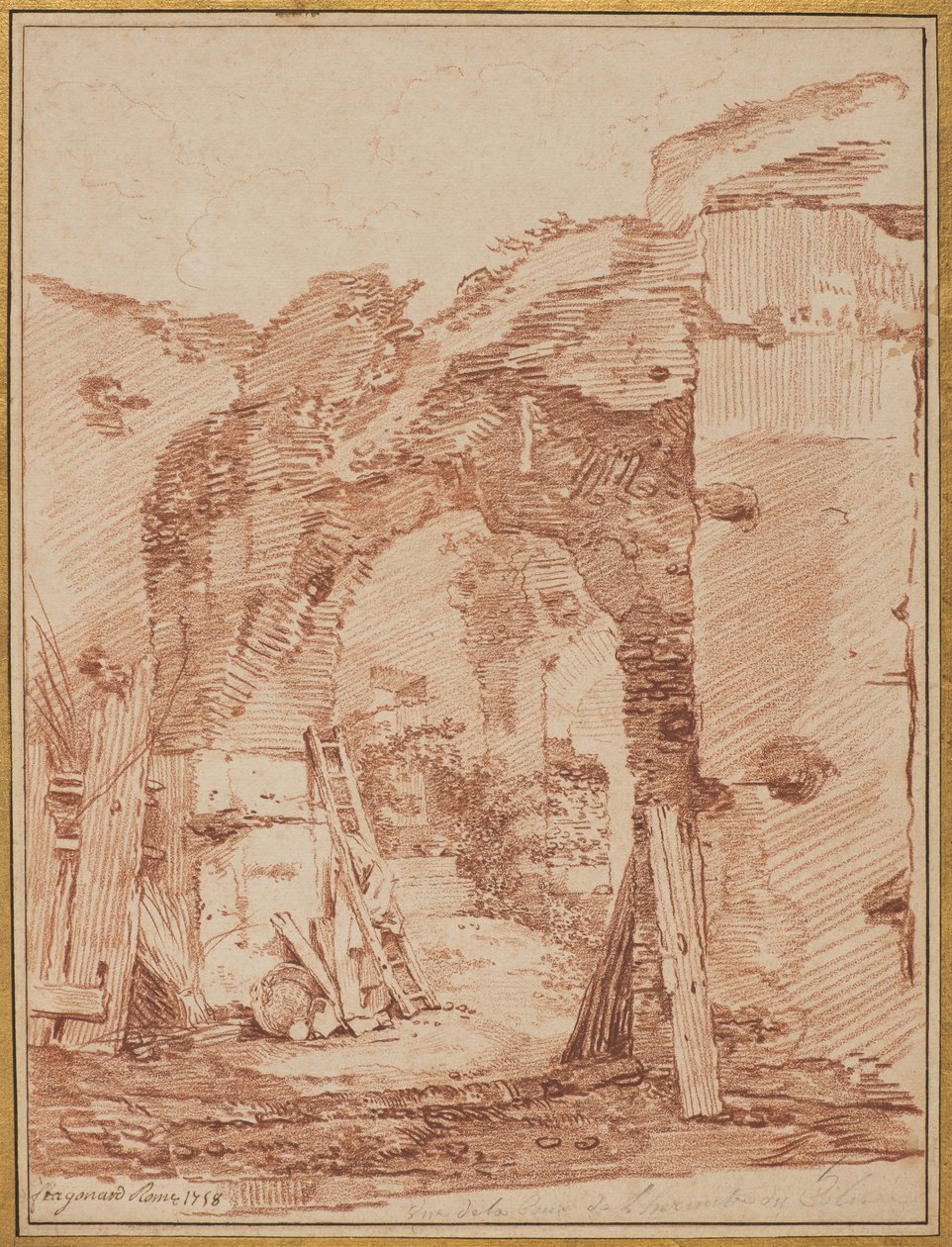 Het Hof van de Kluizenaar in het Colosseum, 1758 door Jean Honore Fragonard