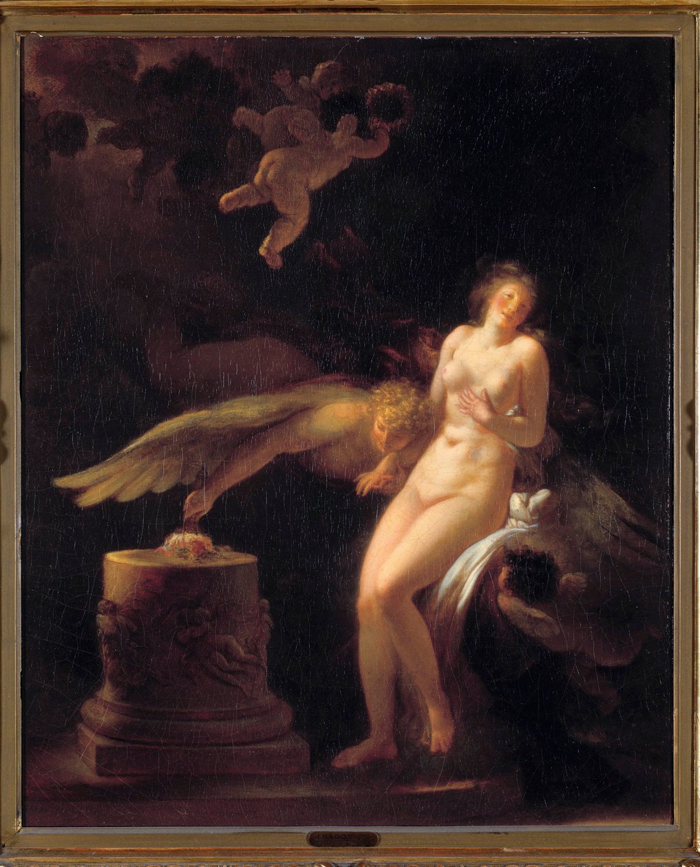 Het offer van de roos door Jean Honore Fragonard