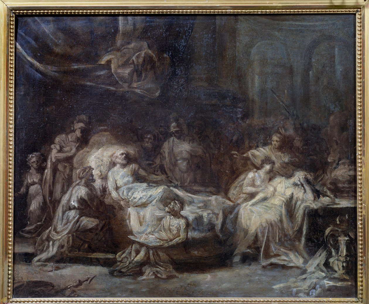 Het testament Familie verzameld rond een oude man met doodsstrijd die zijn testament dicteert door Jean Honore Fragonard