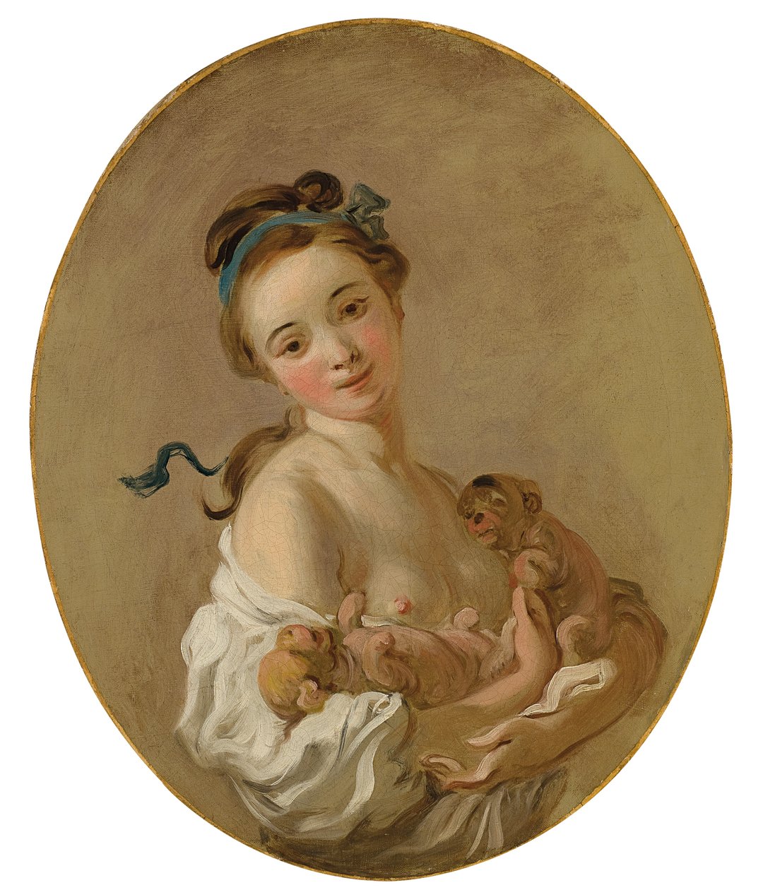Jong meisje met twee puppy