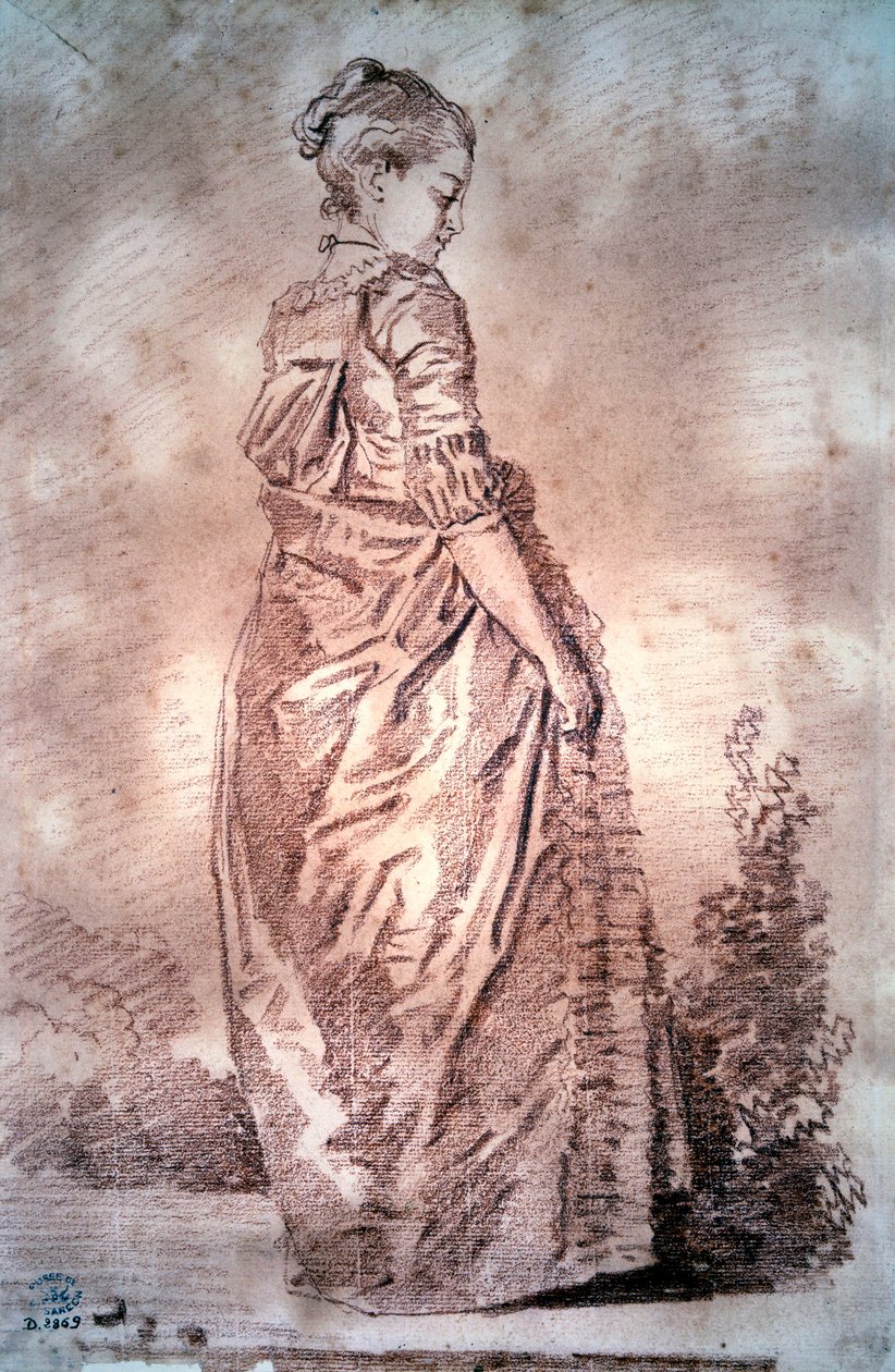 Jonge vrouw wandelend door Jean Honore Fragonard