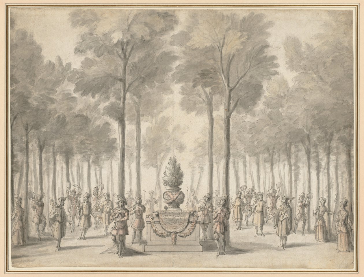 Ontwerp voor het Divertissement uit La Pastorale Eerste Entrée van de opera-ballet Les Muses door Jean I Berain