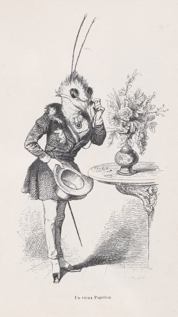 Een Oude Vlinder uit Scènes uit het Privé- en Openbare Leven van Dieren, ca. 1837-47 door Jean Ignace Isidore Gérard