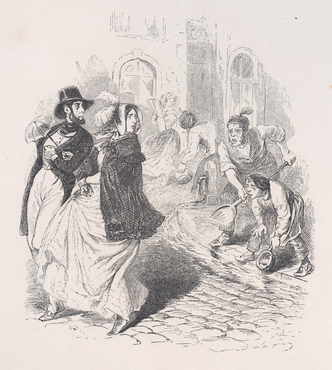 Overal zijn waterkranen, gieters van elke vorm, schoppen en potten van elke grootte, 1843 door Jean Ignace Isidore Gérard