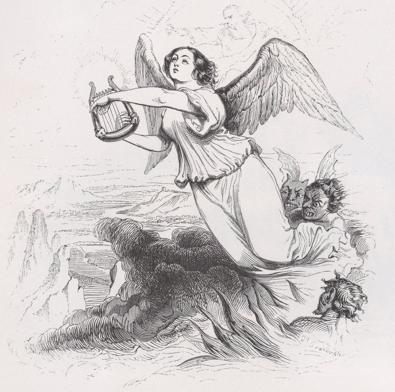 De Verbannen Engel uit De Volledige Werken van Béranger, 1836 door Jean Ignace Isidore Gérard