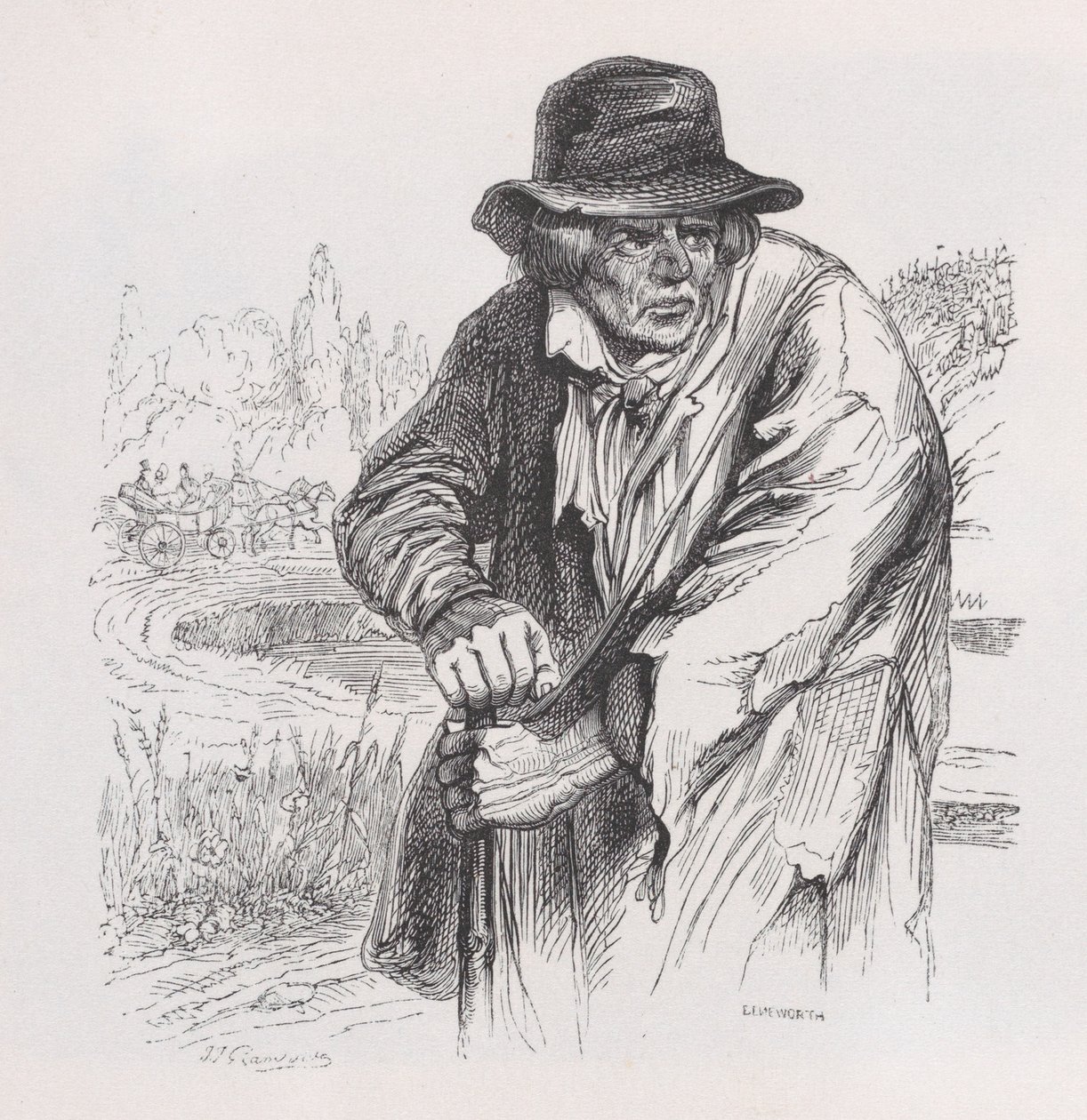 De oude zwerver uit Het volledige werk van Béranger door Jean Ignace Isidore Gérard