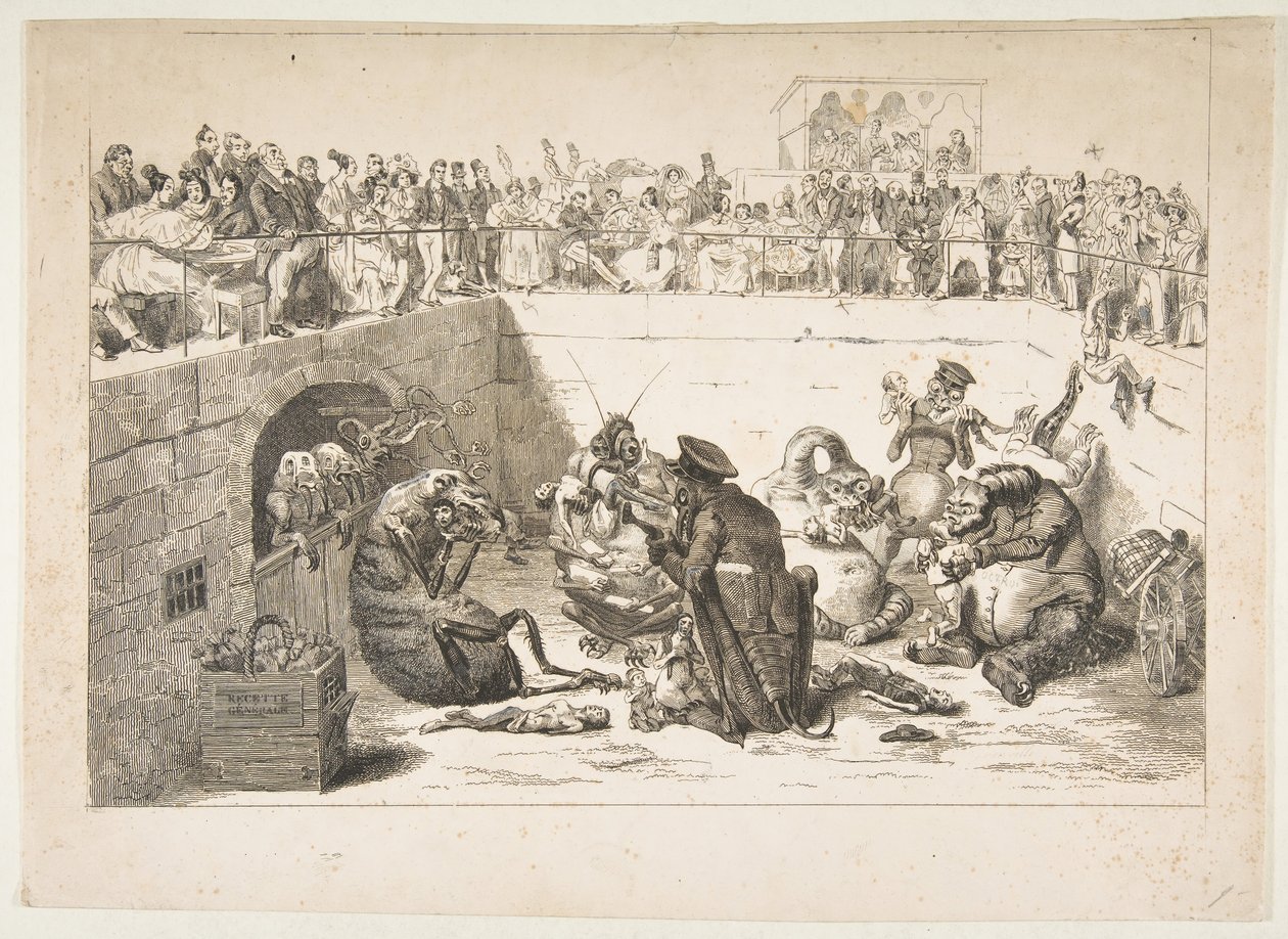 Het volk uitgeleverd aan de vampierbelastingen, mei 1833 door Jean Ignace Isidore Gérard