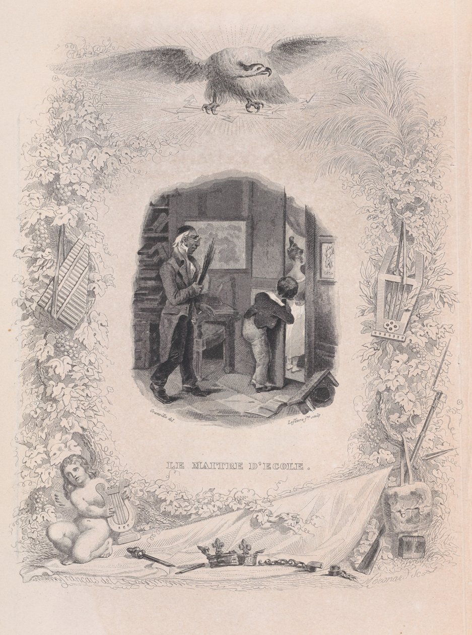 De Schoolmeester uit De Liederen van Béranger door Jean Ignace Isidore Gérard