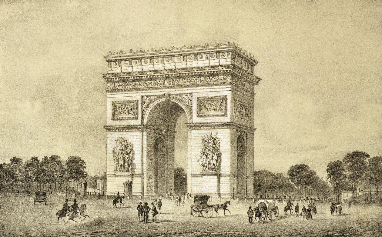 De Triomfboog, Parijs, gegraveerd door Auguste Bry door Jean Jacottet