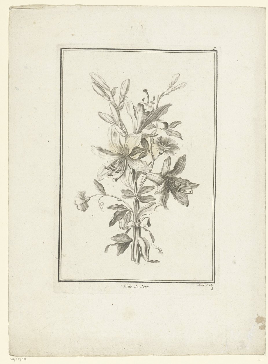 Boeket met lelie Belle de Jour IIe Cahier de Bouquets door Jean Jacques Avril (I)