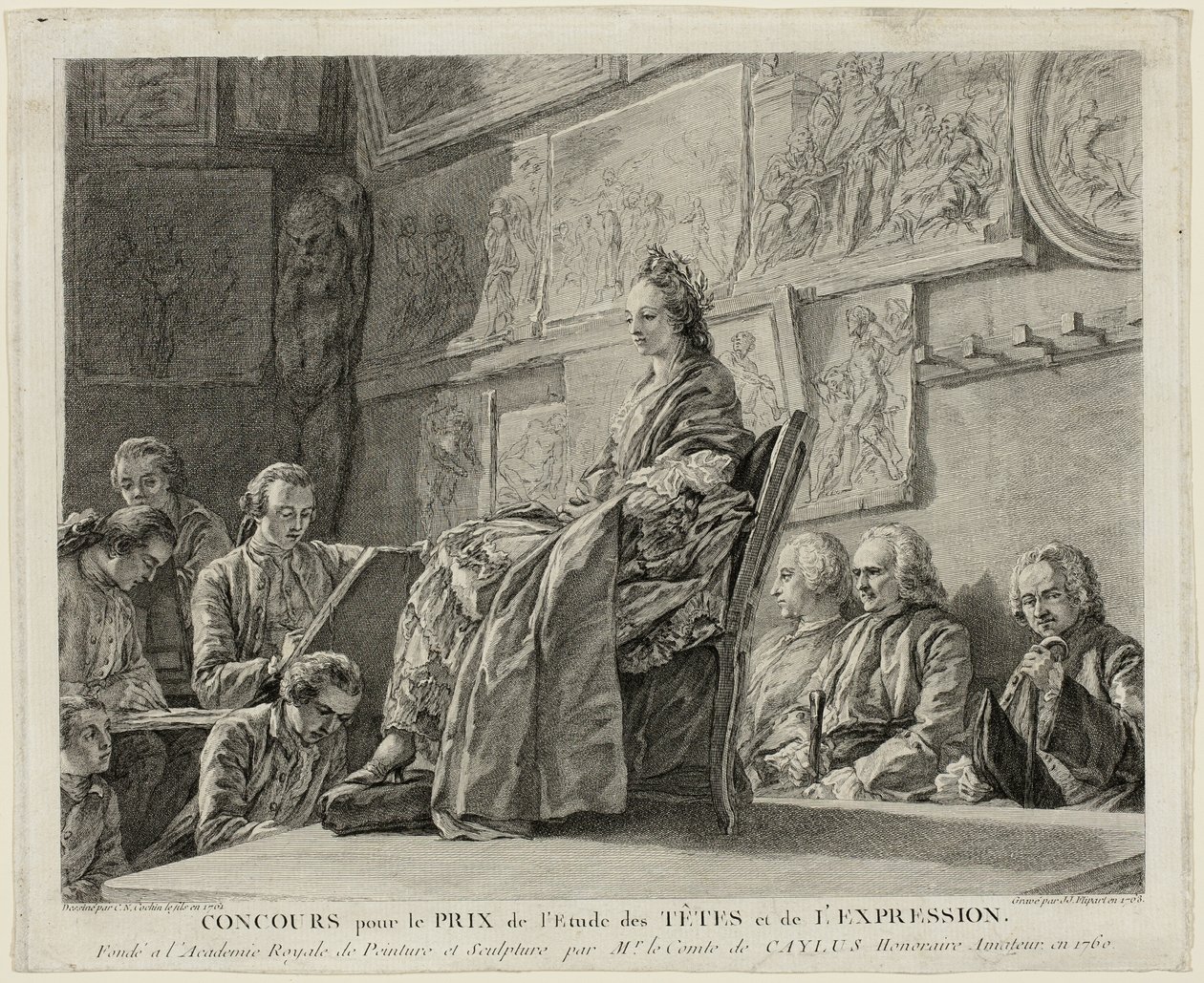 Wedstrijd om de prijs voor de studie van hoofden en expressie door Jean Jacques Flipart