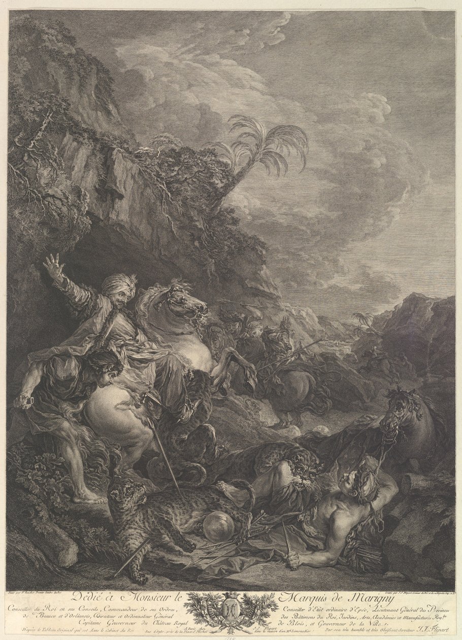 De tijgerjacht, 18e eeuw door Jean Jacques Flipart