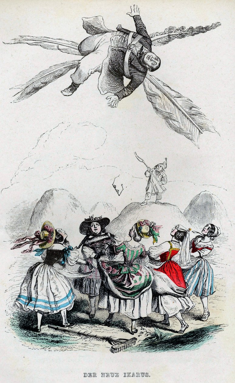 De nieuwe Icarus, 1840s door Jean Jacques Grandville