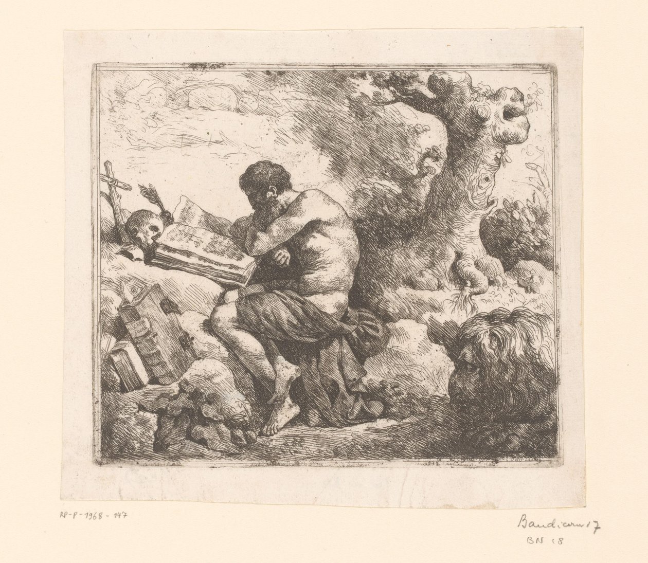 Hiëronymus en de leeuw door Jean Jacques II Lagrenee