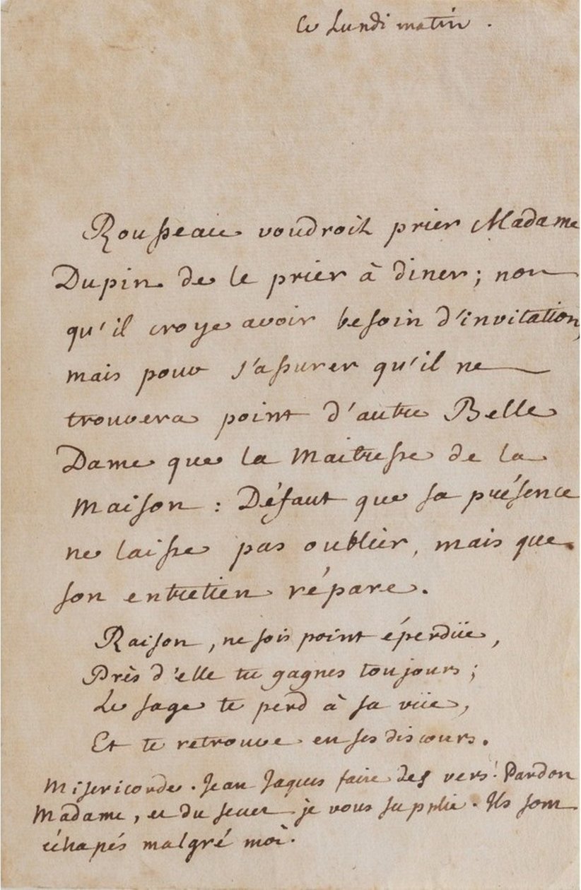 Correspondentie tussen Jean-Jacques Rousseau en Louise Dupin (circa 1754) (A05) door Jean Jacques Rousseau