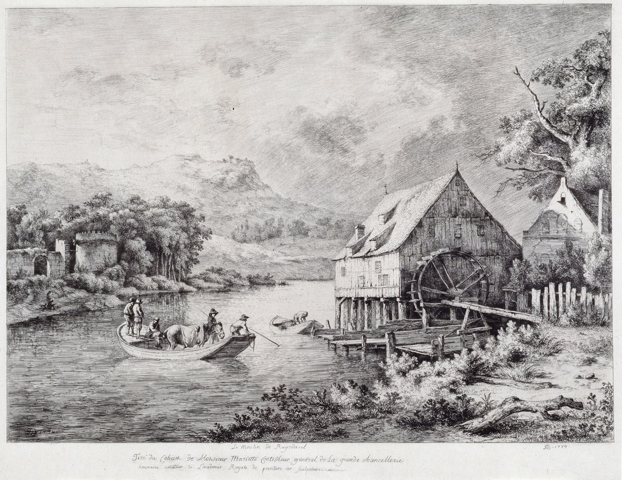 Een molen aan de oever van de rivier door Jean Jacques de Boissieu